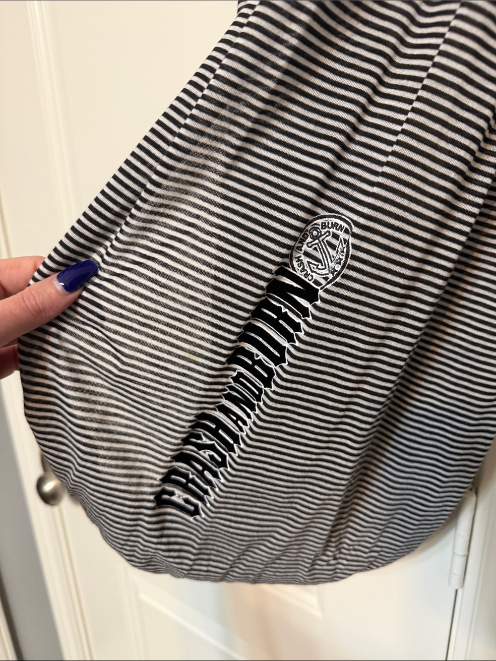 Crash and Burn Striped Black and White Infinity Scarf - Picture 2 of 2